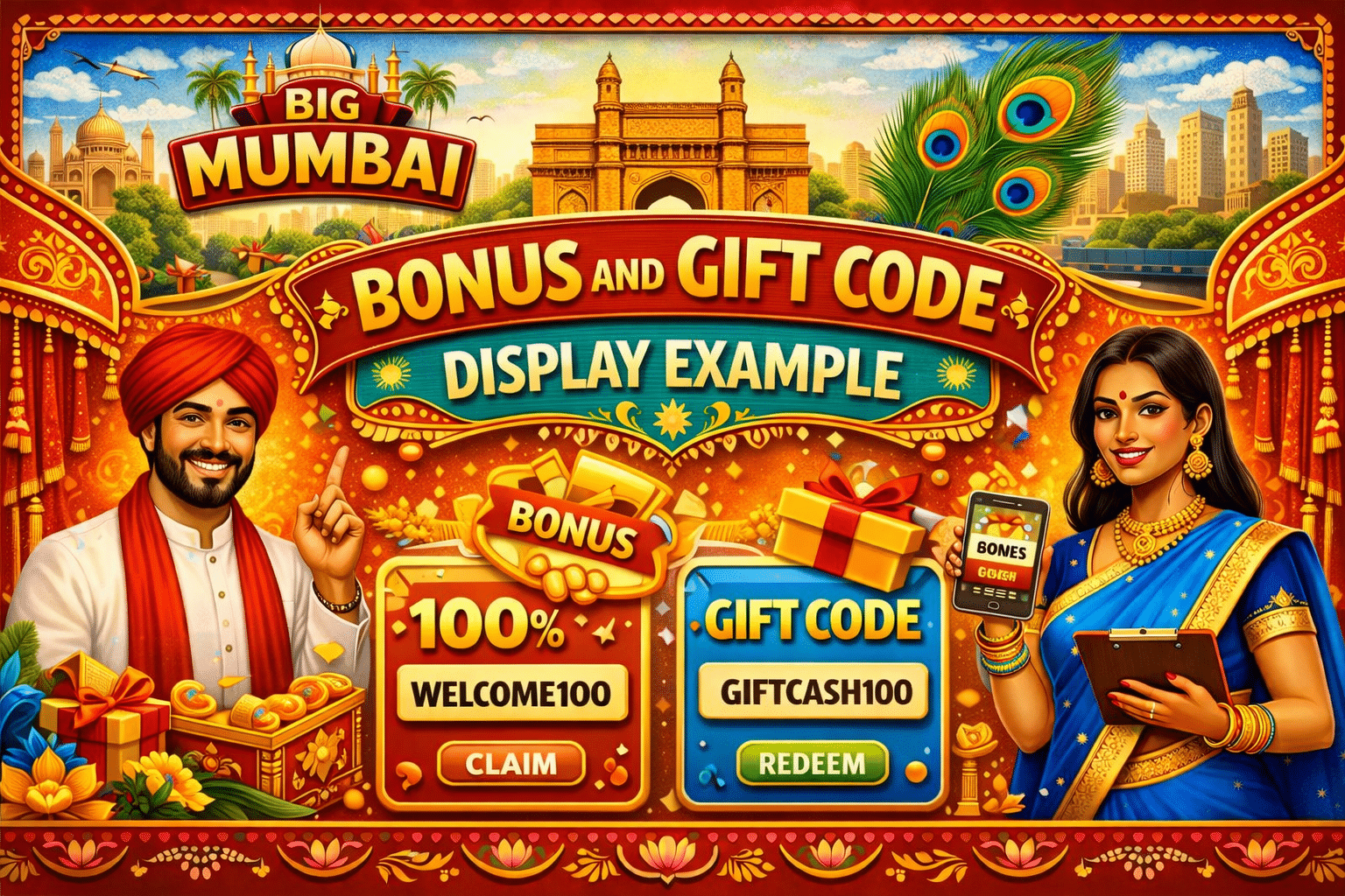 Bonus and Gift Code Display Example